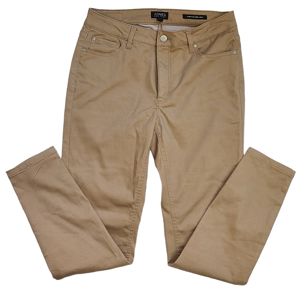 Jones NY beige Lexington skinny ankle 5 pocket slacks size 6